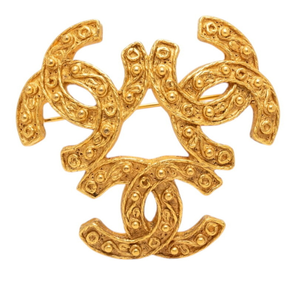 CHANEL Vintage Gold Logo Brooch